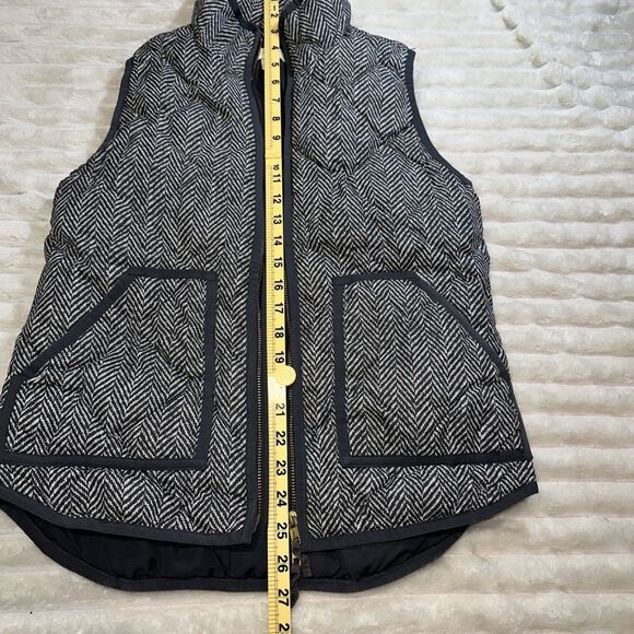 J. Crew Vest Womens Small S Gray Black Quilted Full Zip Pockets Down - Picture 4 of 7